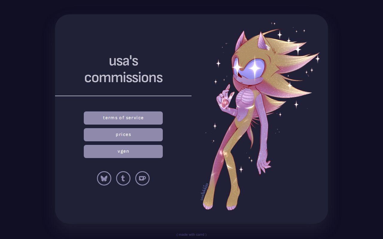 Screenshot of usa's commission info